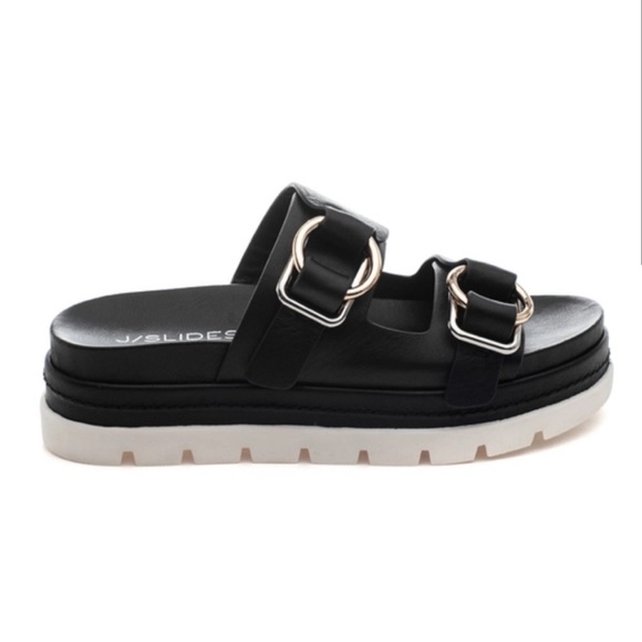 NWT J/SLIDES BAHA Black Leather Sandal - Picture 2 of 16